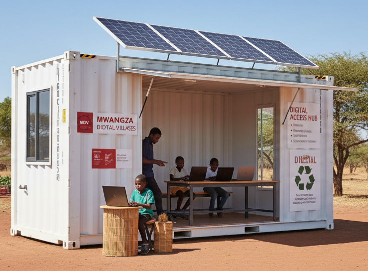Youth using technology at a digital hub in Kenya